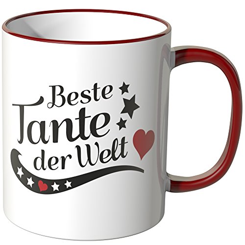 WANDKINGS® Tasse, Spruch, Beste Tante der Welt - ROT von WANDKINGS