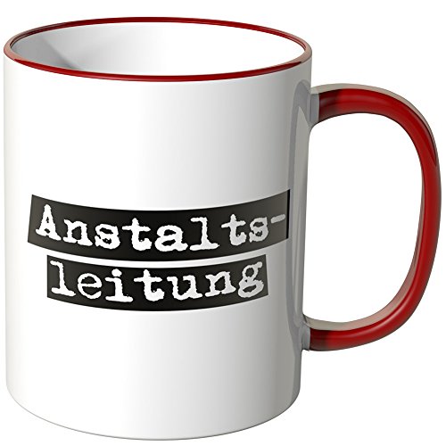 Wandkings® Tasse mit dem Schriftzug "Anstaltsleitung" - Rot von WANDKINGS