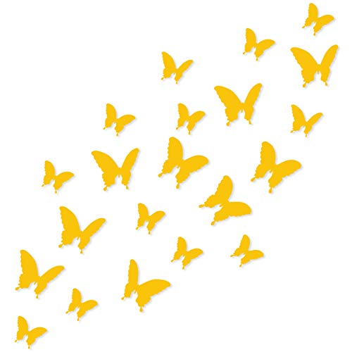 Wandkings 3D Deko Schmetterlinge - Wähle eine Farbe - Gelb - 12 Stück - mit Klebepunkten zur Fixierung von WANDKINGS