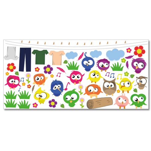 Wandkings Crazy Birds Wandsticker XL Set, 80 Aufkleber, Gesamtfläche 130 x 70 cm von WANDKINGS