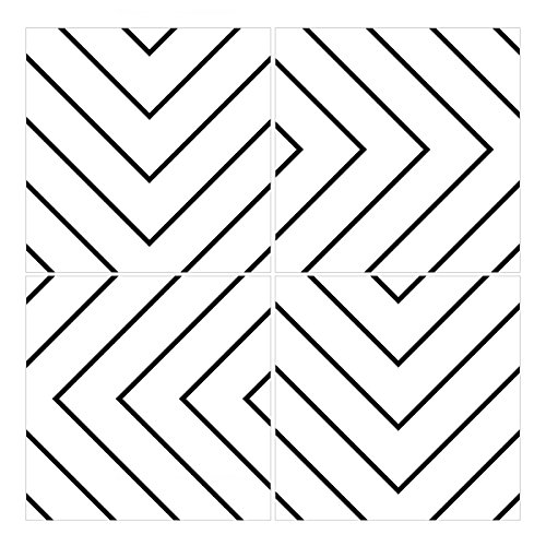 Wandkings Fliesenaufkleber 4er Set - Wähle ein Muster & Größe - "Labyrinth" - 33 x 33 cm - Farbe: Schwarz von WANDKINGS