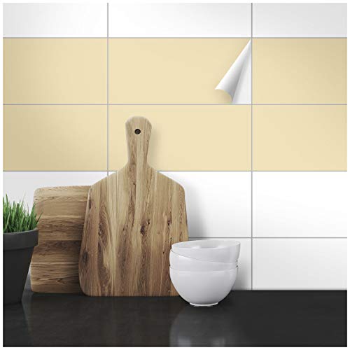 Wandkings Fliesenaufkleber - Wähle eine Farbe & Größe - Beige Seidenmatt - 10 x 20 cm - 20 Stück für Fliesen in Küche, Bad & mehr von WANDKINGS