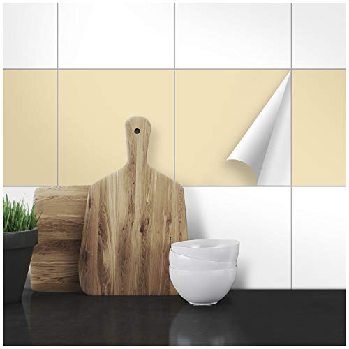 Wandkings Fliesenaufkleber - Wähle eine Farbe & Größe - Beige Seidenmatt - 30 x 30 cm - 20 Stück für Fliesen in Küche, Bad & mehr von WANDKINGS