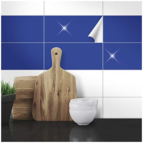 Wandkings Fliesenaufkleber - Wähle eine Farbe & Größe - Blau Glänzend - 30 x 60 cm - 20 Stück für Fliesen in Küche, Bad & mehr von WANDKINGS