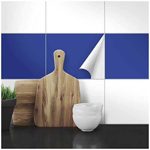 Wandkings Fliesenaufkleber - Wähle eine Farbe & Größe - Blau Seidenmatt - 19,5 x 24,5 cm - 20 Stück für Fliesen in Küche, Bad & mehr von WANDKINGS