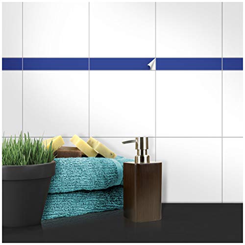 Wandkings Fliesenaufkleber - Wähle eine Farbe & Größe - Blau Seidenmatt - 4,7 x 19,9 cm - 20 Stück für Fliesen in Küche, Bad & mehr von WANDKINGS