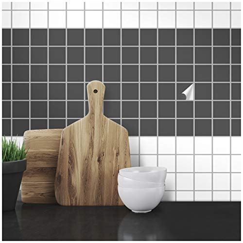 Wandkings Fliesenaufkleber - Wähle eine Farbe & Größe - Dunkelgrau Seidenmatt - 7 x 7 cm - 100 Stück für Fliesen in Küche, Bad & mehr Wandkings Fliesenaufkleber - Wähle eine Farbe & Größe - Dunkelgrau Seidenmatt - 7 x 7 cm - 100 Stück für Fliesen in Küche, Bad & mehr von WANDKINGS