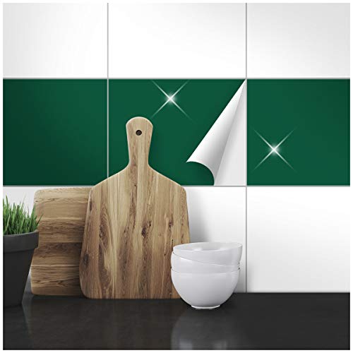 Wandkings Fliesenaufkleber - Wähle eine Farbe & Größe - Dunkelgrün Glänzend - 25 x 33 cm - 20 Stück für Fliesen in Küche, Bad & mehr von WANDKINGS