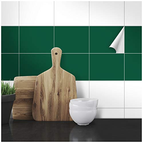 Wandkings Fliesenaufkleber - Wähle eine Farbe & Größe - Dunkelgrün Seidenmatt - 15 x 20 cm - 20 Stück für Fliesen in Küche, Bad & mehr von WANDKINGS