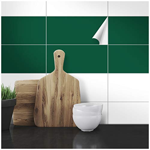 Wandkings Fliesenaufkleber - Wähle eine Farbe & Größe - Dunkelgrün Seidenmatt - 20 x 40 cm - 20 Stück für Fliesen in Küche, Bad & mehr Wandkings Fliesenaufkleber - Wähle eine Farbe & Größe - Dunkelgrün Seidenmatt - 20 x 40 cm - 20 Stück für Fliesen in Küche, Bad & mehr von WANDKINGS