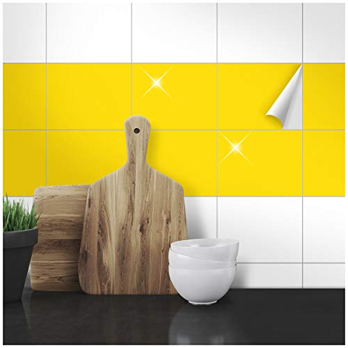 Wandkings Fliesenaufkleber - Wähle eine Farbe & Größe - Gelb Glänzend - 14,8 x 19,7 cm - 20 Stück für Fliesen in Küche, Bad & mehr von WANDKINGS