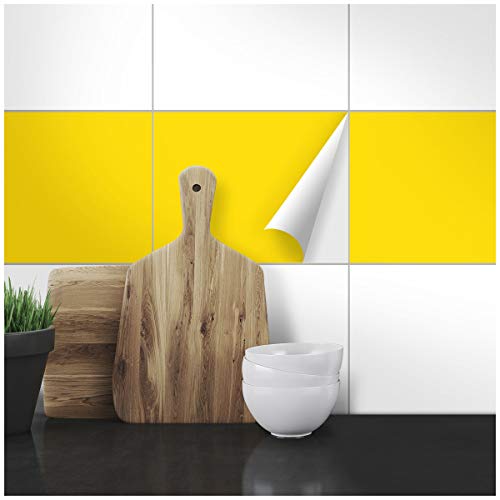 Wandkings Fliesenaufkleber - Wähle eine Farbe & Größe - Gelb Seidenmatt - 19,5 x 24,5 cm - 20 Stück für Fliesen in Küche, Bad & mehr von WANDKINGS