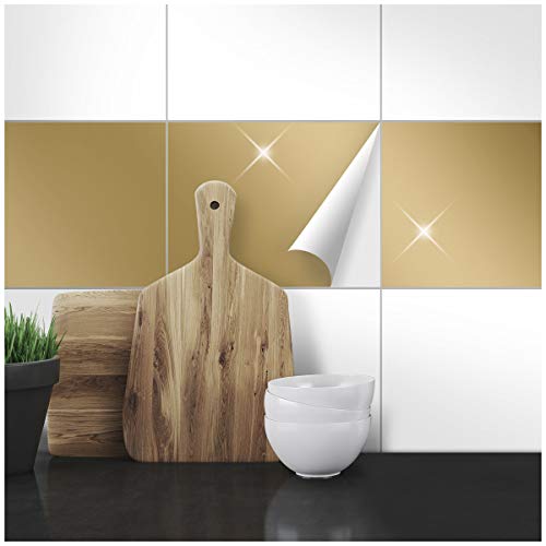 Wandkings Fliesenaufkleber - Wähle eine Farbe & Größe - Gold Glänzend - 25 x 33 cm - 20 Stück für Fliesen in Küche, Bad & mehr von WANDKINGS