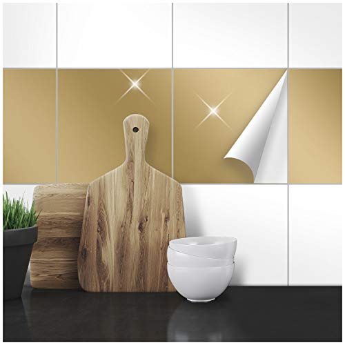 Wandkings Fliesenaufkleber - Wähle eine Farbe & Größe - Gold Glänzend - 33 x 33 cm - 20 Stück für Fliesen in Küche, Bad & mehr von WANDKINGS