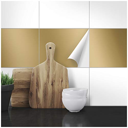 Wandkings Fliesenaufkleber - Wähle eine Farbe & Größe - Gold Seidenmatt - 25 x 33 cm - 20 Stück für Fliesen in Küche, Bad & mehr von WANDKINGS