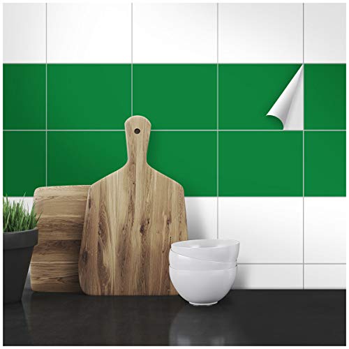 Wandkings Fliesenaufkleber - Wähle eine Farbe & Größe - Grün Seidenmatt - 14,5 x 19,5 cm - 20 Stück für Fliesen in Küche, Bad & mehr von WANDKINGS