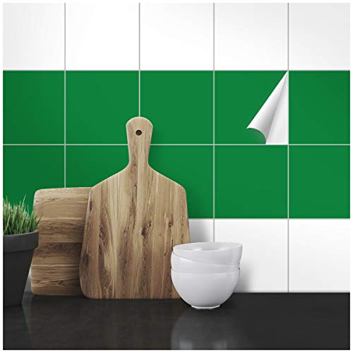 Wandkings Fliesenaufkleber - Wähle eine Farbe & Größe - Grün Seidenmatt - 15 x 15 cm - 20 Stück für Fliesen in Küche, Bad & mehr von WANDKINGS