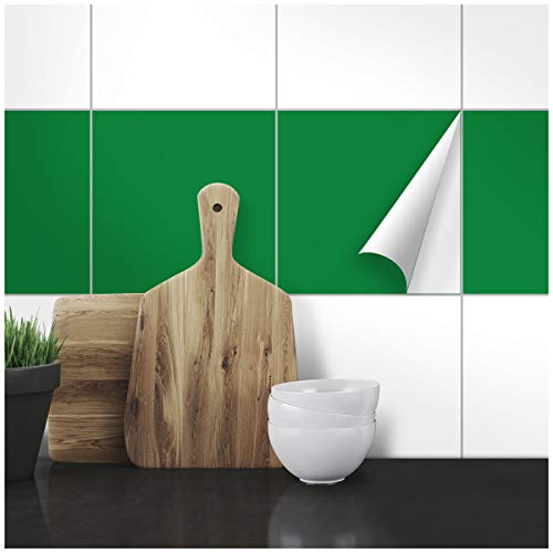 Wandkings Fliesenaufkleber - Wähle eine Farbe & Größe - Grün Seidenmatt - 19,5 x 19,5 cm - 20 Stück für Fliesen in Küche, Bad & mehr von WANDKINGS