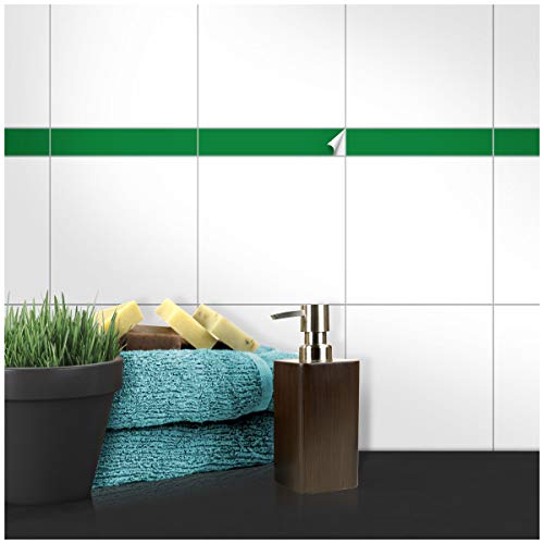 Wandkings Fliesenaufkleber - Wähle eine Farbe & Größe - Grün Seidenmatt - 5 x 20 cm - 20 Stück für Fliesen in Küche, Bad & mehr von WANDKINGS