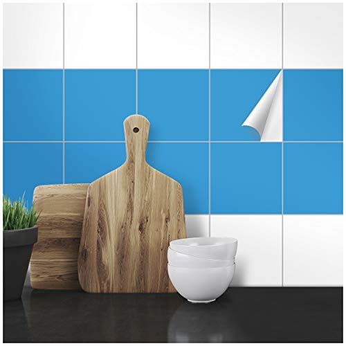 Wandkings Fliesenaufkleber - Wähle eine Farbe & Größe - Hellblau Seidenmatt - 15 x 15 cm - 20 Stück für Fliesen in Küche, Bad & mehr von WANDKINGS