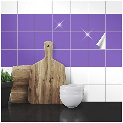 Wandkings Fliesenaufkleber - Wähle eine Farbe & Größe - Lila Glänzend - 9 x 9 cm - 50 Stück für Fliesen in Küche, Bad & mehr von WANDKINGS
