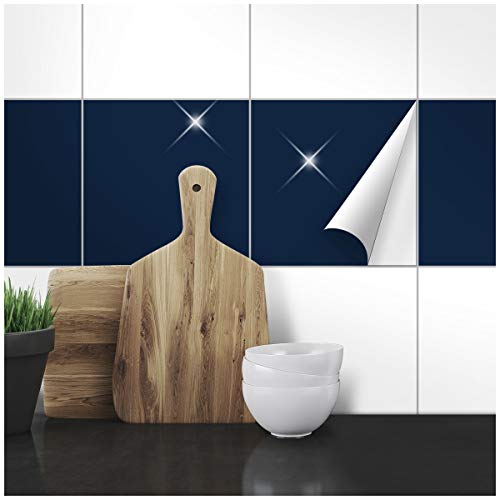 Wandkings Fliesenaufkleber - Wähle eine Farbe & Größe - Nachtblau Glänzend - 25 x 25 cm - 50 Stück für Fliesen in Küche, Bad & mehr von WANDKINGS