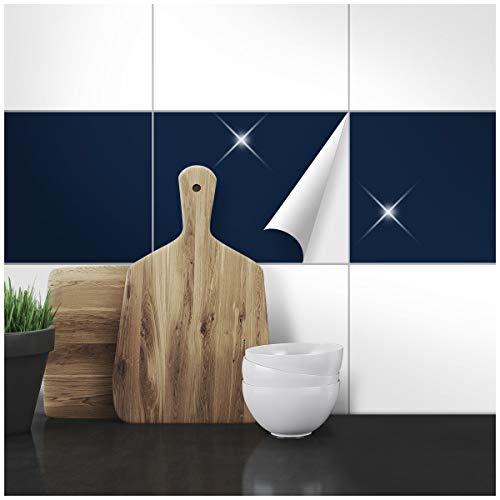 Wandkings Fliesenaufkleber - Wähle eine Farbe & Größe - Nachtblau Glänzend - 25 x 33 cm - 20 Stück für Fliesen in Küche, Bad & mehr von WANDKINGS