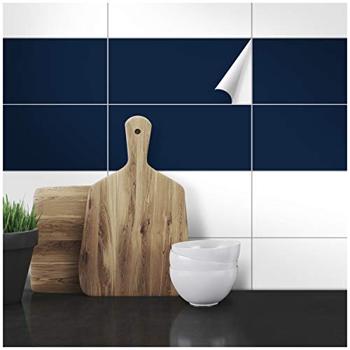 Wandkings Fliesenaufkleber - Wähle eine Farbe & Größe - Nachtblau Seidenmatt - 20 x 33 cm - 20 Stück für Fliesen in Küche, Bad & mehr von WANDKINGS