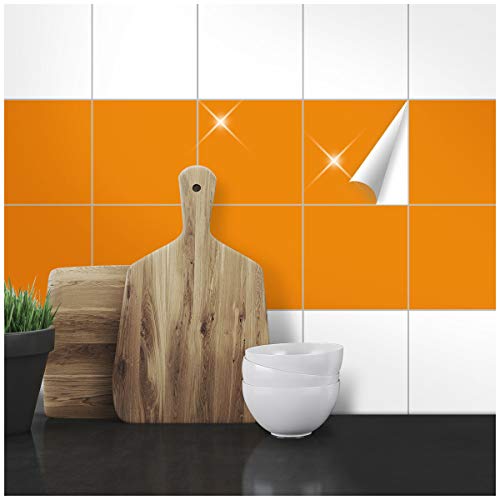 Wandkings Fliesenaufkleber - Wähle eine Farbe & Größe - Orange Glänzend - 15 x 15 cm - 20 Stück für Fliesen in Küche, Bad & mehr von WANDKINGS