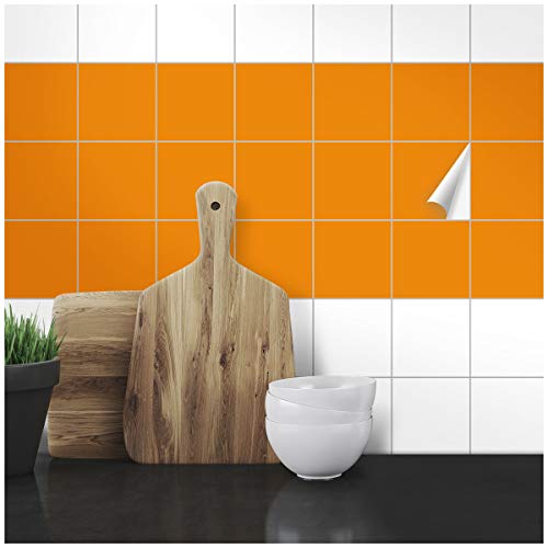 Wandkings Fliesenaufkleber - Wähle eine Farbe & Größe - Orange Seidenmatt - 10 x 10 cm - 20 Stück für Fliesen in Küche, Bad & mehr von WANDKINGS