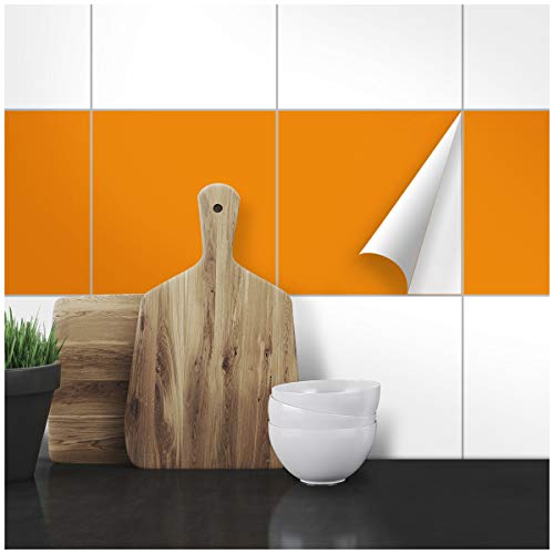 Wandkings Fliesenaufkleber - Wähle eine Farbe & Größe - Orange Seidenmatt - 19,5 x 19,5 cm - 20 Stück für Fliesen in Küche, Bad & mehr von WANDKINGS