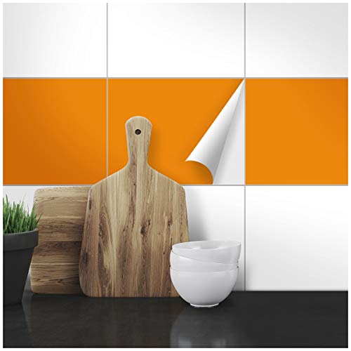 Wandkings Fliesenaufkleber - Wähle eine Farbe & Größe - Orange Seidenmatt - 19,5 x 24,5 cm - 20 Stück für Fliesen in Küche, Bad & mehr von WANDKINGS