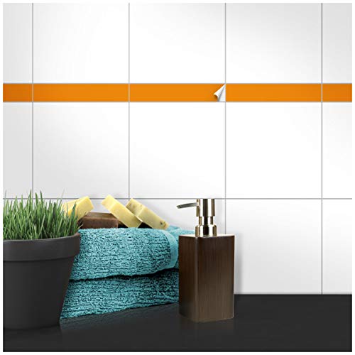Wandkings Fliesenaufkleber - Wähle eine Farbe & Größe - Orange Seidenmatt - 3 x 15 cm - 20 Stück für Fliesen in Küche, Bad & mehr von WANDKINGS