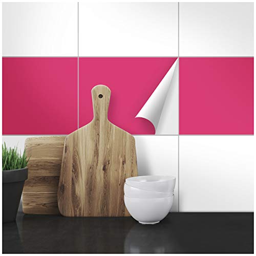 Wandkings Fliesenaufkleber - Wähle eine Farbe & Größe - Pink Seidenmatt - 19,5 x 24,5 cm - 20 Stück für Fliesen in Küche, Bad & mehr von WANDKINGS