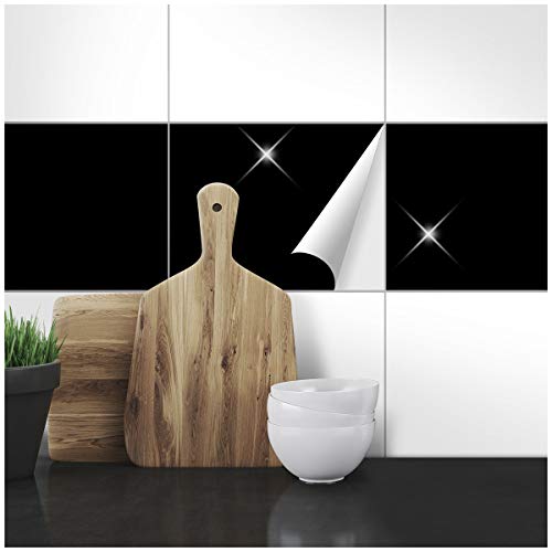 Wandkings Fliesenaufkleber - Wähle eine Farbe & Größe - Schwarz Glänzend - 25 x 33 cm - 20 Stück für Fliesen in Küche, Bad & mehr von WANDKINGS