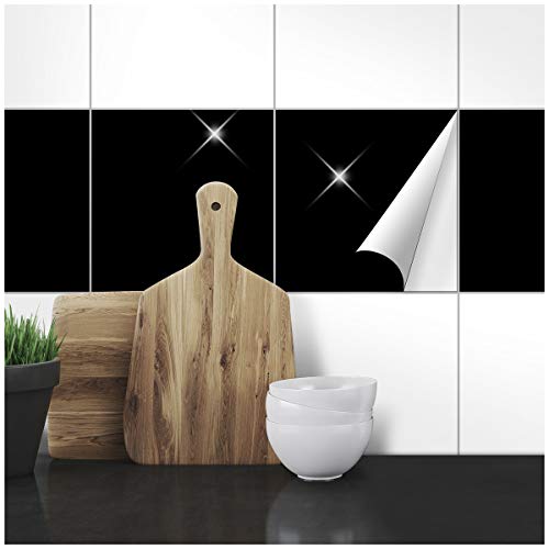 Wandkings Fliesenaufkleber - Wähle eine Farbe & Größe - Schwarz Glänzend - 30 x 30 cm - 20 Stück für Fliesen in Küche, Bad & mehr von WANDKINGS