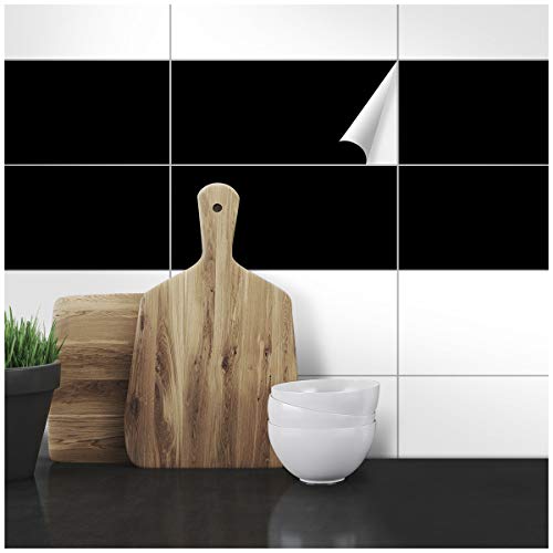 Wandkings Fliesenaufkleber - Wähle eine Farbe & Größe - Schwarz Seidenmatt - 10 x 20 cm - 100 Stück für Fliesen in Küche, Bad & mehr von WANDKINGS