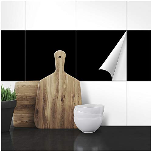 Wandkings Fliesenaufkleber - Wähle eine Farbe & Größe - Schwarz Seidenmatt - 25 x 25 cm - 20 Stück für Fliesen in Küche, Bad & mehr von WANDKINGS