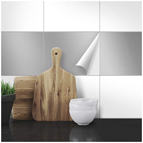 Wandkings Fliesenaufkleber - Wähle eine Farbe & Größe - Silber Seidenmatt - 25 x 33 cm - 20 Stück für Fliesen in Küche, Bad & mehr von WANDKINGS