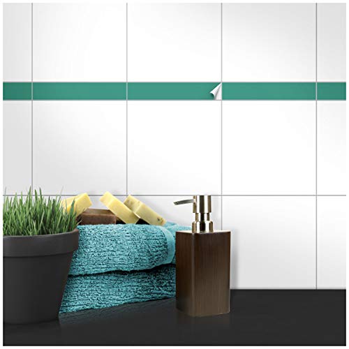 Wandkings Fliesenaufkleber - Wähle eine Farbe & Größe - Türkis Seidenmatt - 5 x 20 cm - 20 Stück für Fliesen in Küche, Bad & mehr Wandkings Fliesenaufkleber - Wähle eine Farbe & Größe - Türkis Seidenmatt - 5 x 20 cm - 20 Stück für Fliesen in Küche, Bad & mehr von WANDKINGS