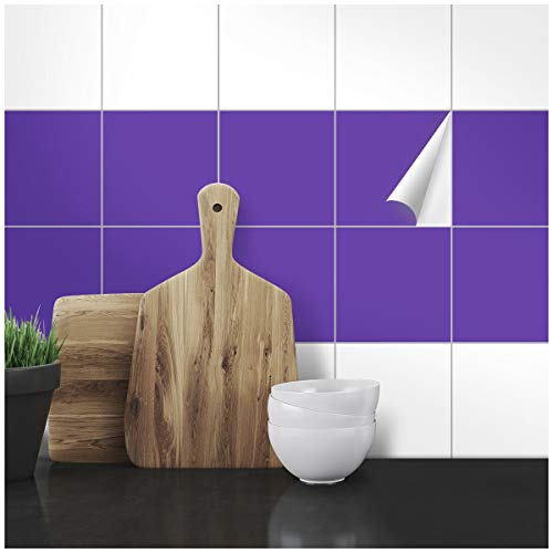 Wandkings Fliesenaufkleber - Wähle eine Farbe & Größe - Violett Seidenmatt - 14,5 x 14,5 cm - 20 Stück für Fliesen in Küche, Bad & mehr von WANDKINGS