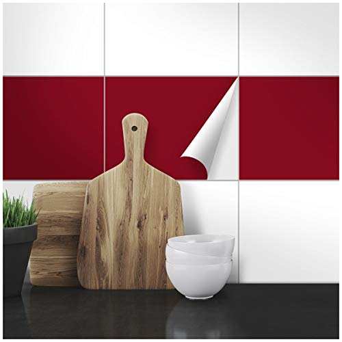 Wandkings Fliesenaufkleber - Wähle eine Farbe & Größe - Weinrot Seidenmatt - 20 x 25 cm - 20 Stück für Fliesen in Küche, Bad & mehr von WANDKINGS