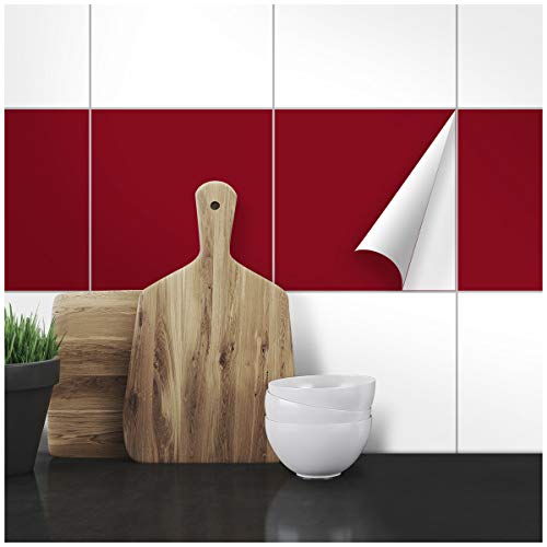 Wandkings Fliesenaufkleber - Wähle eine Farbe & Größe - Weinrot Seidenmatt - 33 x 33 cm - 20 Stück für Fliesen in Küche, Bad & mehr von WANDKINGS