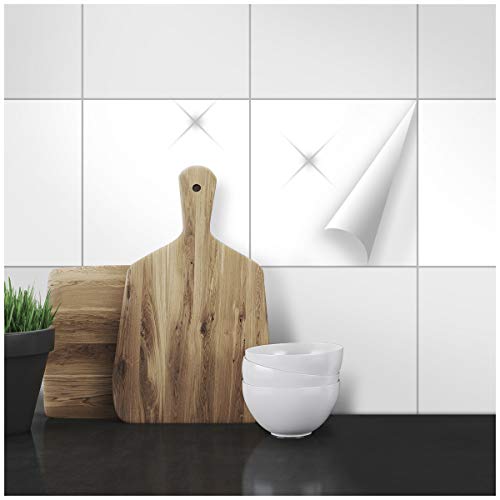 Wandkings Fliesenaufkleber - Wähle eine Farbe & Größe - Weiß Glänzend - 30 x 30 cm - 20 Stück für Fliesen in Küche, Bad & mehr von WANDKINGS
