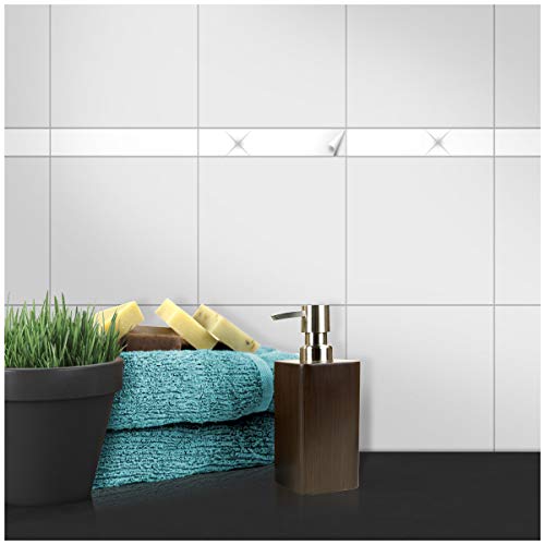 Wandkings Fliesenaufkleber - Wähle eine Farbe & Größe - Weiß Glänzend - 5 x 25 cm - 20 Stück für Fliesen in Küche, Bad & mehr von WANDKINGS