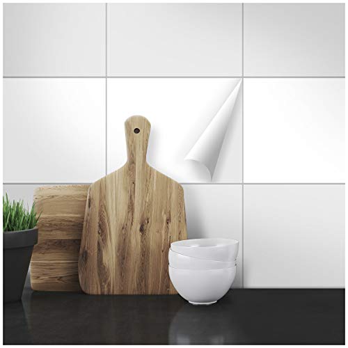 Wandkings Fliesenaufkleber - Wähle eine Farbe & Größe - Weiß Seidenmatt - 19,5 x 24,5 cm - 20 Stück für Fliesen in Küche, Bad & mehr von WANDKINGS
