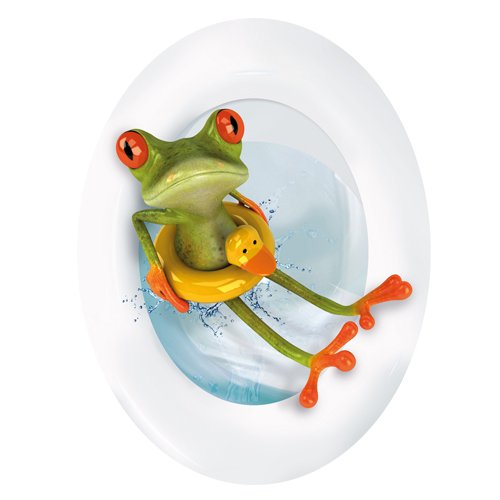 Wandkings Frosch mit Rettungsring, WC Deckel Aufkleber Sticker, 30 x 40 cm von WANDKINGS