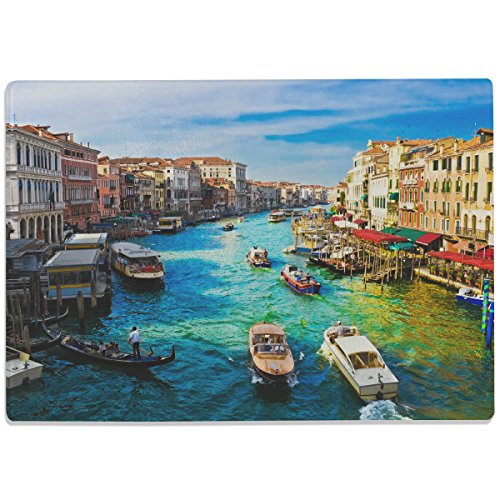 WANDKINGS Glasschneidebrett „Wunderschönes Venedig“ - Motiv wählbar - Glasschneideplatte, Schneidebrett aus Glas, Frühstücksbrettchen von WANDKINGS