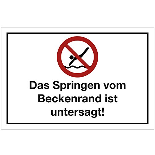 WANDKINGS Hinweisaufkleber für den Innen- und Außenbereich - Das Springen vom Beckenrand ist untersagt! - 20x15 cm - Aufkleber ohne Schild von WANDKINGS