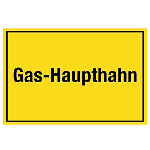 Wandkings Hinweisaufkleber für den Innen- und Außenbereich - Gas-Haupthahn - 40x30 cm - Aufkleber ohne Schild von WANDKINGS